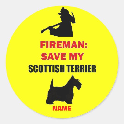 Sticker Rond Custom Fire Safety Scottish Terrier (Devant)