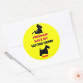 Sticker Rond Custom Fire Safety Scottish Terrier (Enveloppe)
