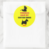 Sticker Rond Custom Fire Safety Scottish Terrier (Sac)