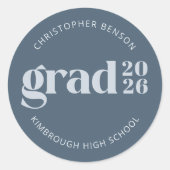 Sticker Rond Custom Grad 2026 Slate Blue Graduation Seals (Devant)