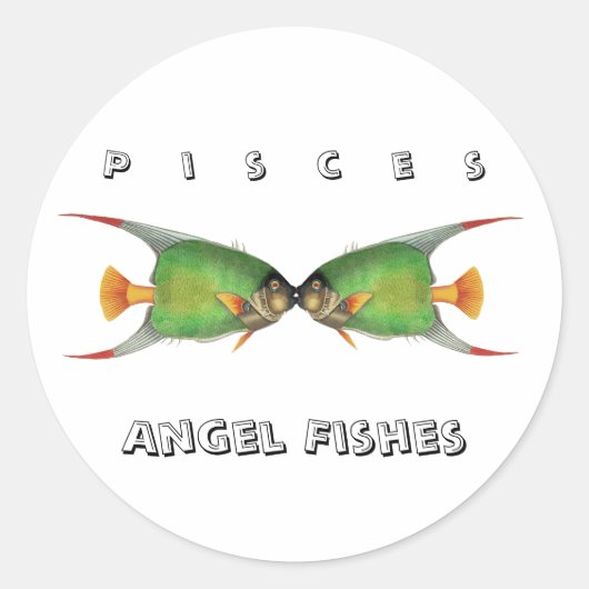 Sticker Rond Custom Green Angel Fish Pisces Astrological Sign (Devant)