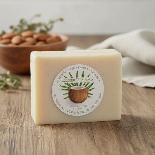 Sticker Rond Custom Handmade Coconut Soap Business Label