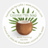 Sticker Rond Custom Handmade Coconut Soap Business Label (Devant)