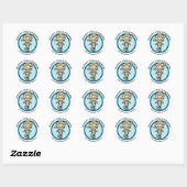 Sticker Rond Custom Happy Halloween Monstre maman bleue Favoris (Feuille)