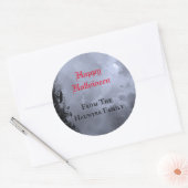 Sticker Rond Custom Happy Halloween Pleine lune rouge et corbea (Enveloppe)