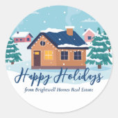 Sticker Rond Custom Happy Holidays Immobilier Société Cadeau (Devant)