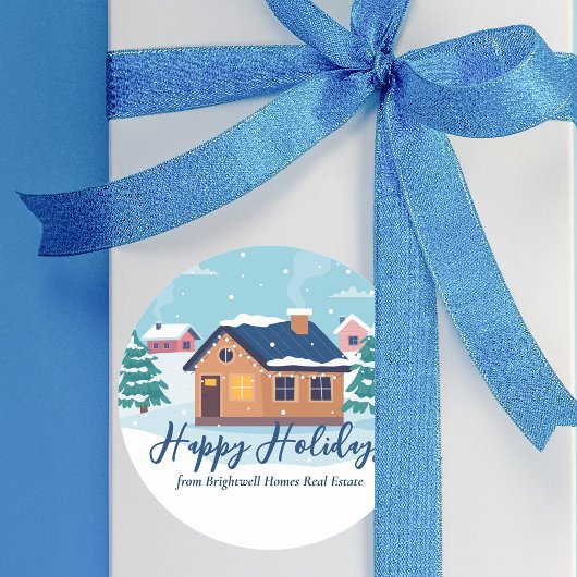 Sticker Rond Custom Happy Holidays Immobilier Société Cadeau