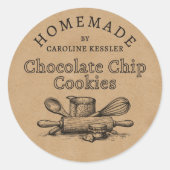 Sticker Rond Custom Homemade Chocolate Chip Cookies Label Sheet (Devant)