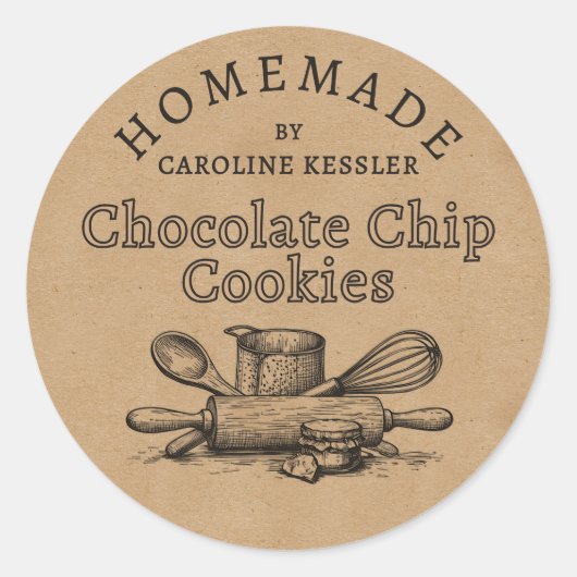Sticker Rond Custom Homemade Chocolate Chip Cookies Label Sheet (Devant)