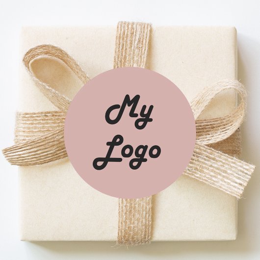 Sticker Rond Custom logo image business dusty rose pink