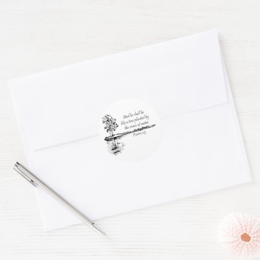 Sticker Rond Custom Name Encouraging Scripture Psalm 1:3 (Enveloppe)