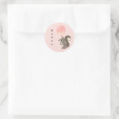 Sticker Rond Custom Name Squirrel with Pink Balloon (Sac)