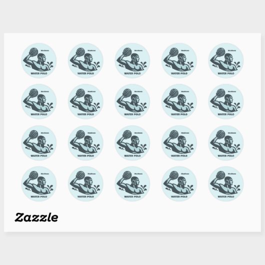 Sticker Rond Custom Name Water Polo (Feuille)