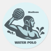 Sticker Rond Custom Name Water Polo (Devant)