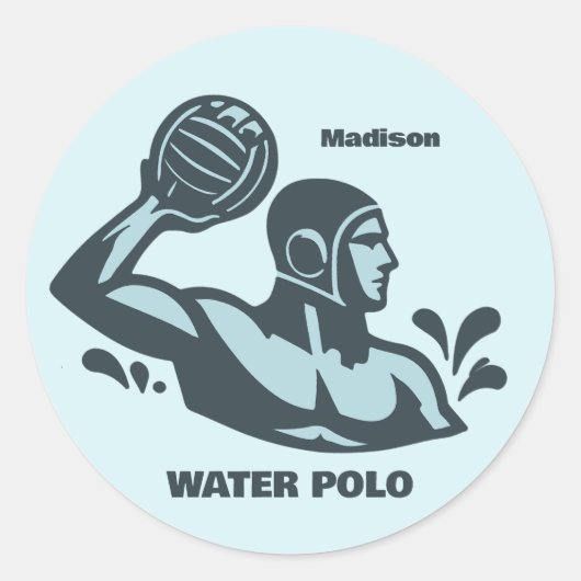 Sticker Rond Custom Name Water Polo (Devant)