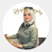 Sticker Rond Custom Personalized Portrait Illustration  (Devant)