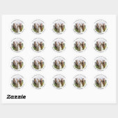 Sticker Rond Custom Photo Just Married Personalized Wedding (Feuille)