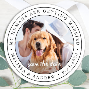 Sticker Rond Custom Photo Pet Wedding Dog Photo Save The Date
