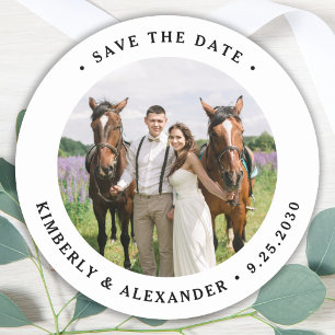 Sticker Rond Custom Photo Save The Date Wedding 