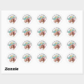 Sticker Rond Custom Pic Name Artsy Brushstroke Birthday Any Age (Feuille)