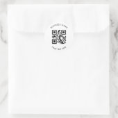 Sticker Rond Custom QR Code Business and Text Promotion White (Sac)