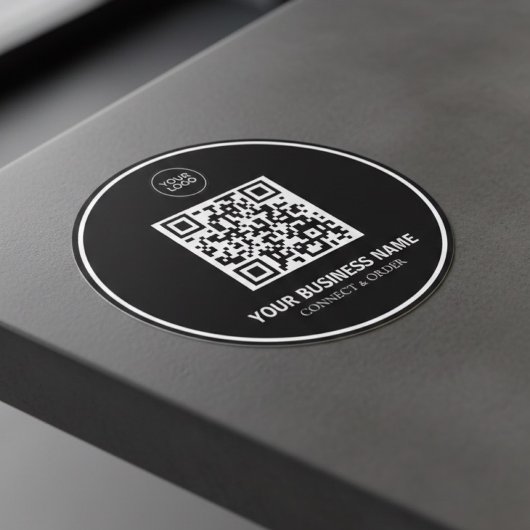 Sticker Rond Custom QR Code Business Logo | Branding  