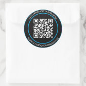 Sticker Rond Custom QR Code Text Black White Classic  (Sac)