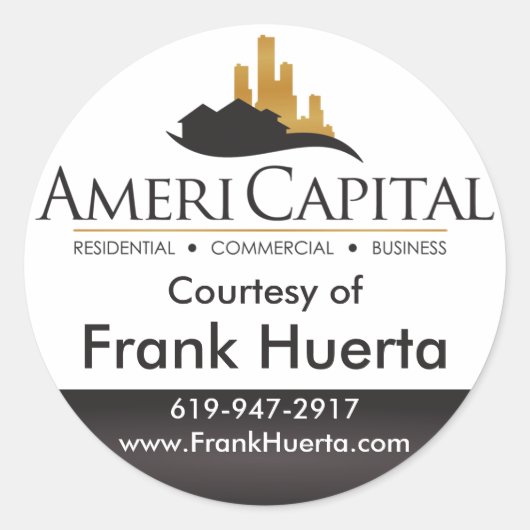 Sticker Rond CUSTOM Real Estate avec l'aimable autorisation de (Devant)