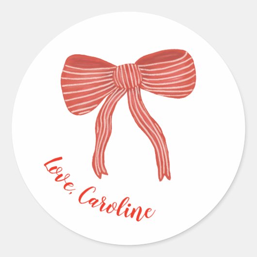 Sticker Rond Custom Red Bow Personalized Valentine's Day  (Devant)