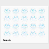 Sticker Rond Custom Retro Boy Blue Bow Baby Birth Announcement  (Feuille)