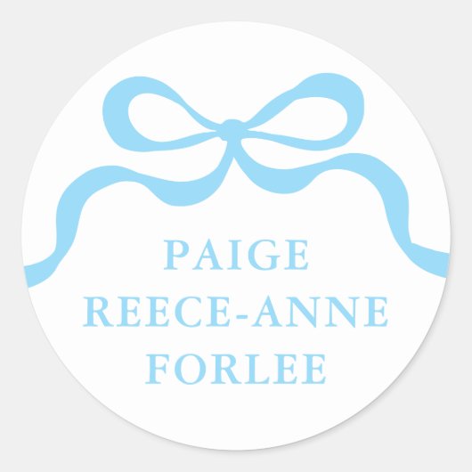 Sticker Rond Custom Retro Boy Blue Bow Baby Birth Announcement  (Devant)