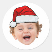 Sticker Rond Custom Santa Hat Stickers, Face Photo Christmas (Devant)