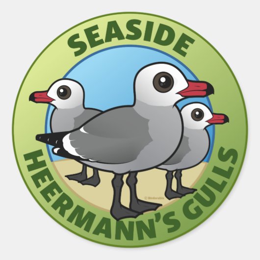 Sticker Rond CUSTOM Seaside Heermanns Gulls (Devant)