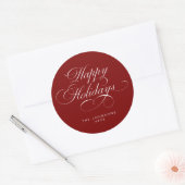 Sticker Rond Custom Simple Elegant Script Red Christmas Holiday (Enveloppe)
