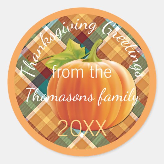 Sticker Rond Custom Text On Autumn Plaid Pattern 20XX (Devant)