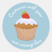 Sticker Rond Custom Text Strawberry Bun Blue (Devant)