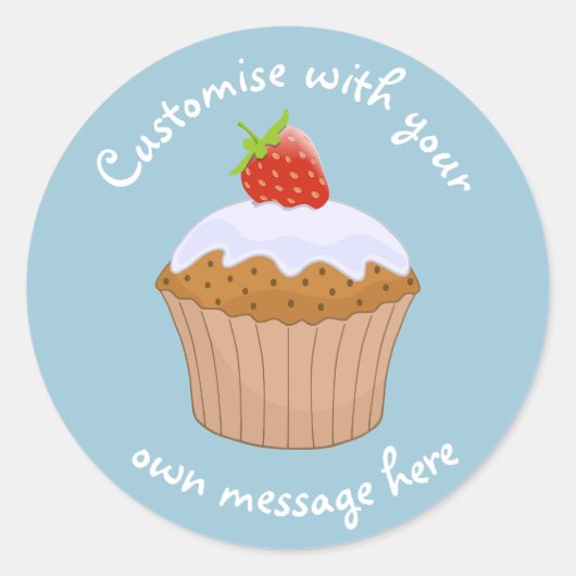 Sticker Rond Custom Text Strawberry Bun Blue (Devant)