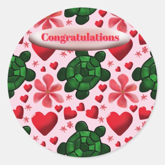 Sticker Rond Custom turtle pattern  wrapping paper (Devant)