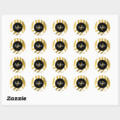 Sticker Rond Customisé Faux Gold Zebra Print Stripes Motif (Feuille)
