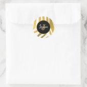 Sticker Rond Customisé Faux Gold Zebra Print Stripes Motif (Sac)