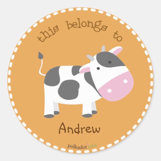 Sticker Rond Customisé*Stickers Vache Livre (Devant)