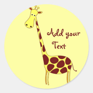 Sticker Rond Customisez-le ! Conception mignonne de girafe