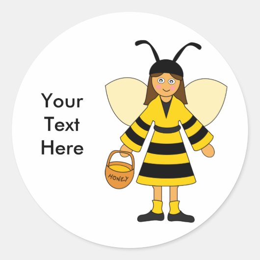 Sticker Rond Customisez-moi — Costume de fille en abeille (Devant)