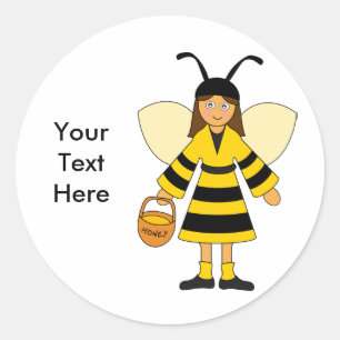 Sticker Rond Customisez-moi -- Fille dans le costume d'abeille