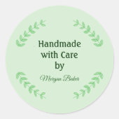 Sticker Rond Customizabel Handmade with Care (Devant)