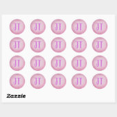 Sticker Rond Customizable Elegant Pink Watercolour Round Frame (Feuille)
