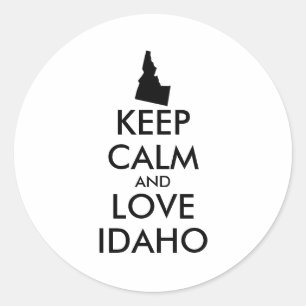Sticker Rond Customizable KEEP CALM and LOVE IDAHO