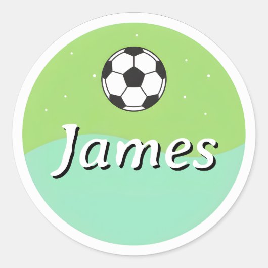Sticker Rond Customizable Kids Name Sticker– Soccer Ball Design (Devant)