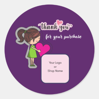 Sticker Rond Customized Thank You Card for Your Purchase Labels