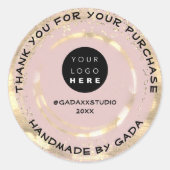 Sticker Rond  CustomLogo Thank You Handmade Rose Gold Confetti  (Devant)